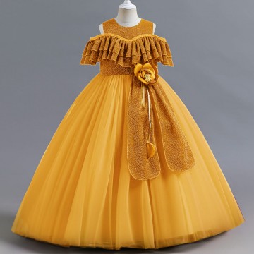 Golden Yellow Cold-Shoulder Dress