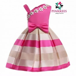 Dark Pink Multicolor Stripe Dress